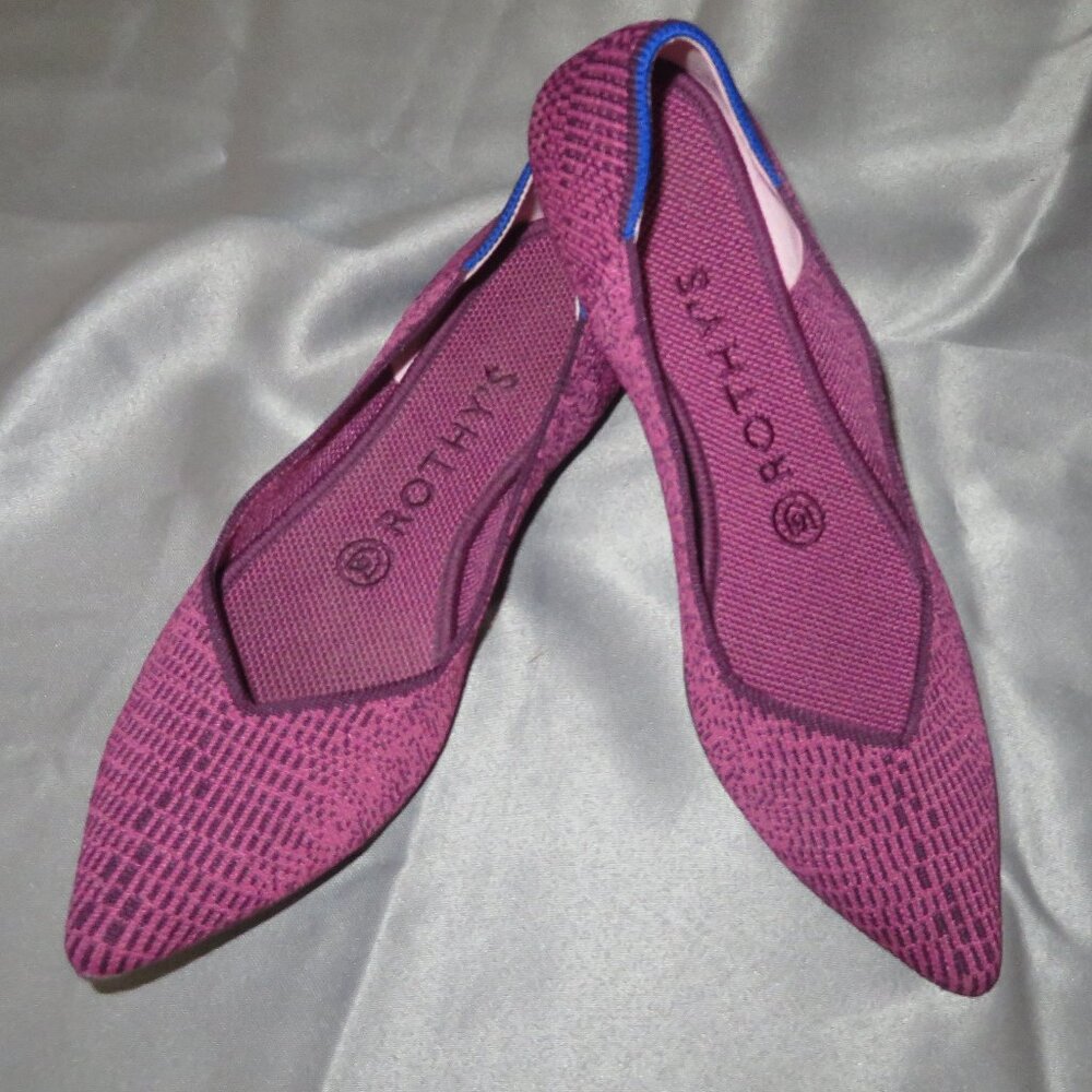 ❤️Size 7 ROTHYS The Loafer Pink Brown Blue Print Ballet Flats Shoes